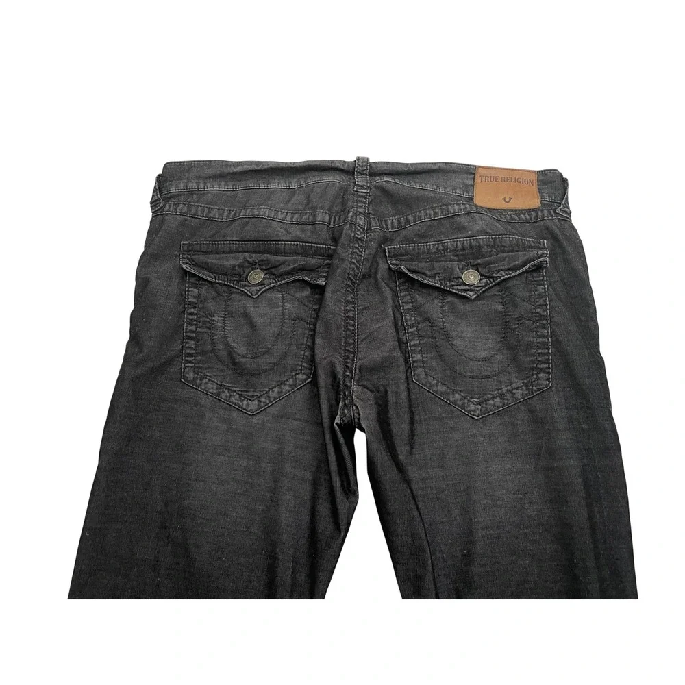 True Religion Ricky Jeans Mens 38 Black Relaxed Straight Flap Pockets (READ)